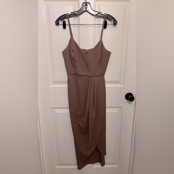 LULUS Women’s Mauve Reinette Faux Wrap Sleeveless Midi Dress Size S - Picture 2 of 6